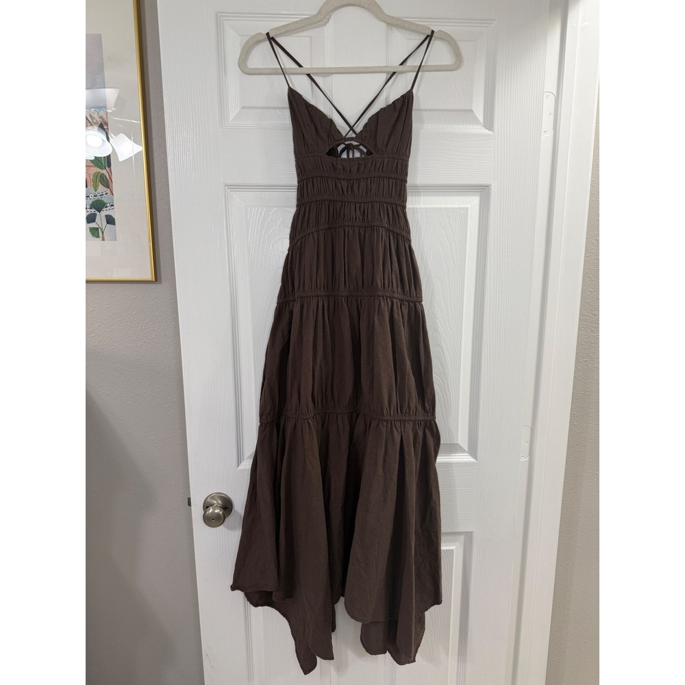 SNDYS Tahlia Dress in Chocolate 100% Cotton Size Small - Picture 3 of 8